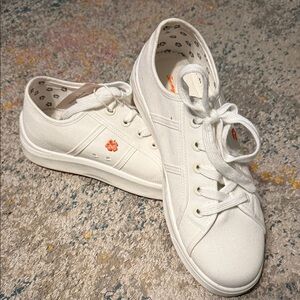 Tommy Bahama White Canvas Sneakers with Orange Flower Accent 9